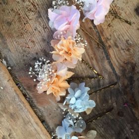 Orquillas Flor preservada en tonos pastel